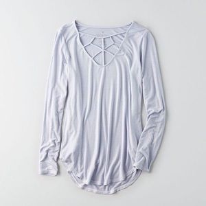 American Eagle Soft and Sexy Purple Caged Shirt